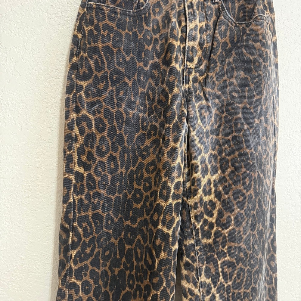 DAZY Women's Leopard Print Wide Leg Jeans Size S - Picture 7 of 16